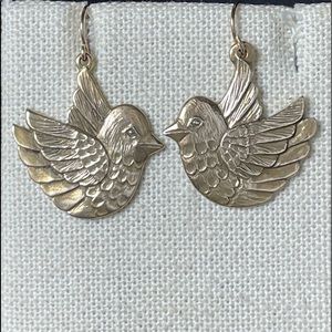 Vintage Retired Brass Jeep Collins Birds Earrings